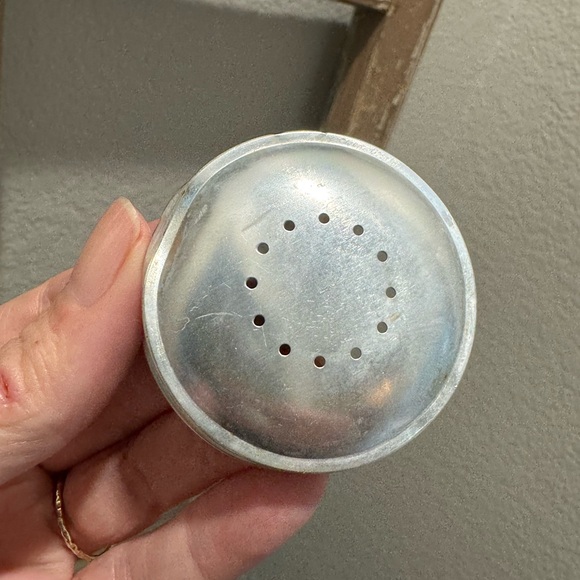 Pair Vintage Coblat Blue Glass Shaker Set, Pressed Glass, Strawberry Motif - Picture 5 of 6